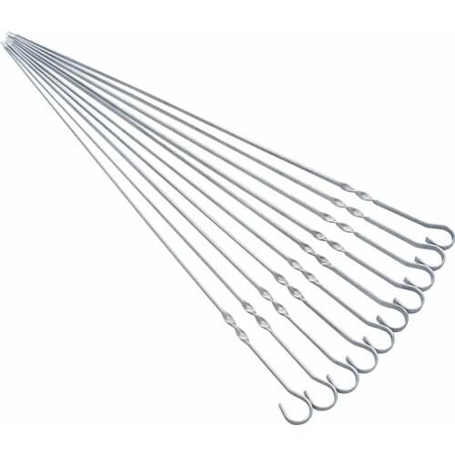 BBQ 10PCS roasted barbecue stove accessories stainless steel baked needle with hook large flat 10 hanging furnace hanging furnac