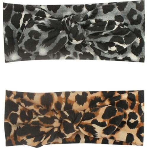 Focusnorm Newborn Kids Girls Leopard Headband Baby Toddler Turban Bow Knotted Hair Band Headwear Cute Lovely Gifts