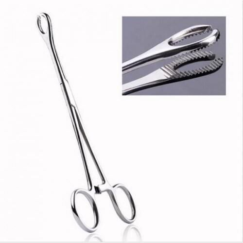 Slotted (open end) Sponge Clamp/Forceps with Ratchet Body Piercing Tool
