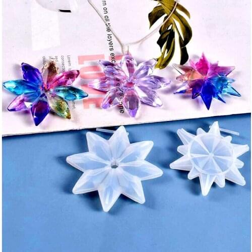 Transparent Silicone Mould Dried Flower Resin Decorative Craft DIY Snowflake flowers Pendant Mold epoxy resin molds for jewelry