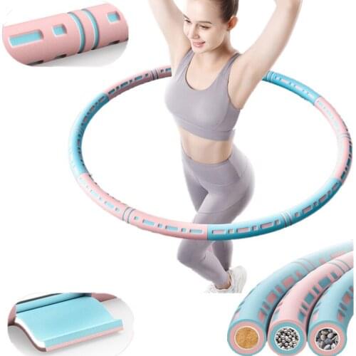 Drop Shipping 6 Sections Detachable Stainless Steel Sport Hoop Hoola Fitness Gym Tool Weighted Waist Trainer Rings Gym Equipment