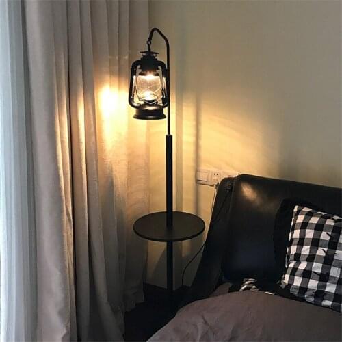 Retro Loft Vertical Floor Lamp Standing Lamp European Living Room Cafe Glowed Kerosene Floor Lights Bedroom Lamp Luminaires