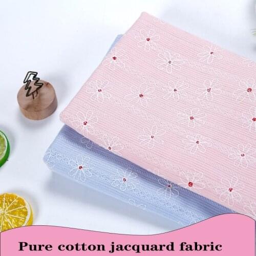 Pink little orchid pure cotton jacquard fabric pastoral small fresh shirt skirt fabric 101