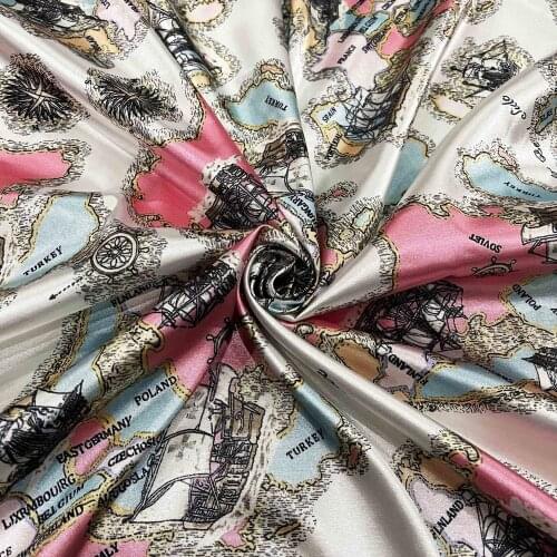 1.5m*1m Satin Fabric Ice Silk Fabric Digital Printing Stretch Spandex Fabric for Dress Pajamas Lining Fabric By Meter Designer