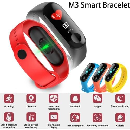 Color Screen Smart Bracelet Heart Rate and Blood Pressure Monitoring Waterproof Step Counter Bluetooth Sports Men Digital Watch