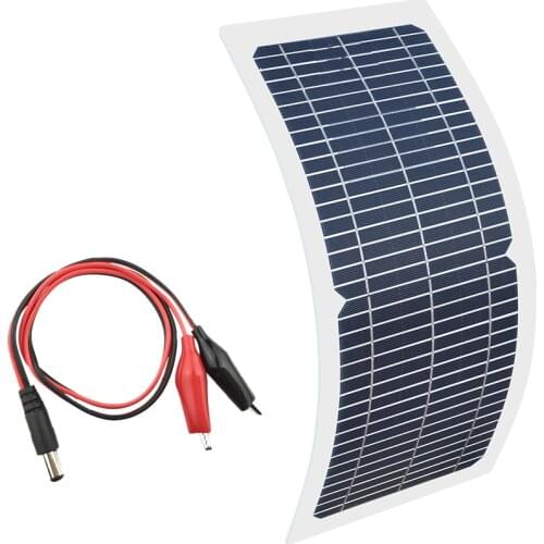 Panel solar 18V 10w kit Transparent semi flexible solar charger Monocrystalline cell DIY module outdoor connector DC 12v