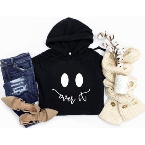 OVER IT letter printed Crop Hoodie Quarantine jumpers social distancing Cropped hoodies harajuku sweats hoodies drops shipping