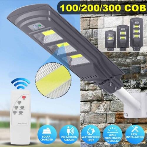 120W/240W/360W 300 COB Solar Street Light 10000MAH Outdoor Lighting Wall Lamp PIR Radar Motion + Light Control for Garden Yard