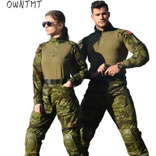 Military Uniform Clothes G3 Suit Tactical Camouflage Men US Army Clothes Airsoft Military Combat Shirt + Cargo Pants Knee Pads