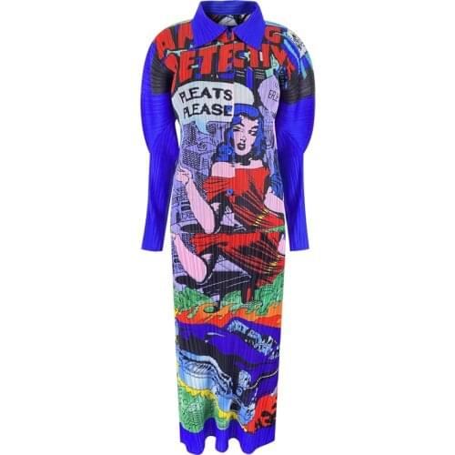 2021 Miyake Pleated Spring Romantic casual Korean trend print jacket female designer niche women coat sleeveless dress