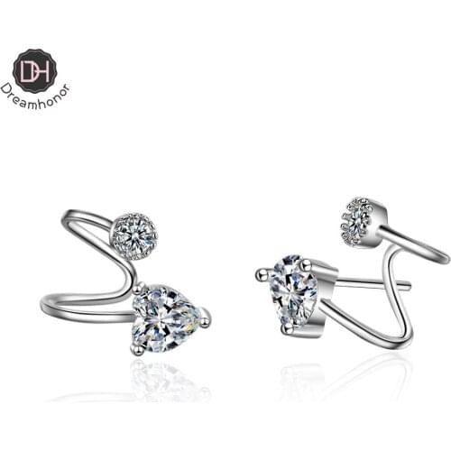 Dreamhonor New Popular 925 Sterling Silver Zirconia Clip Earrings For Women Non Piercing Earrings Jewelry