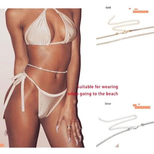 Women Ladies Crystal Diamond Sexy Belly Hip Low Waist Chain girl Rhinestones Belt Female Summer Beach Belts