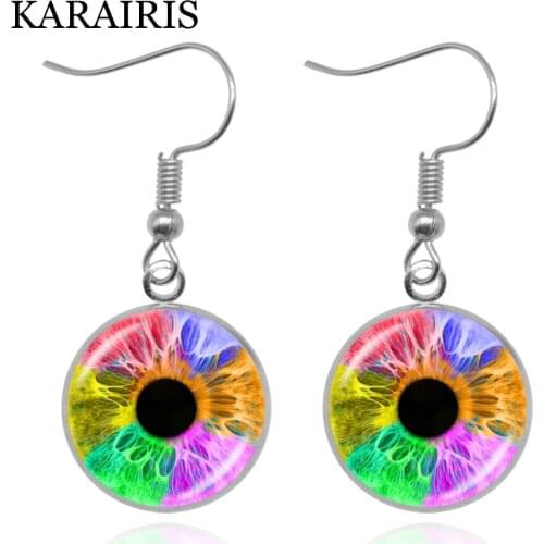 KARAIRIS Fashion Colorful Cat Eye Earrings Dragon Eye DIY Art Picture Glass Cabochon Dangle Drop Earrings For Women Ear Jewelry