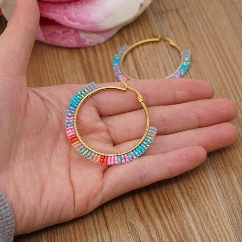 Go2Boho Hoop Earrings For Women Boho Summer Native Miyuki Bead Earring For Women Collection Jewelry 2021 Design Pendientes Gift