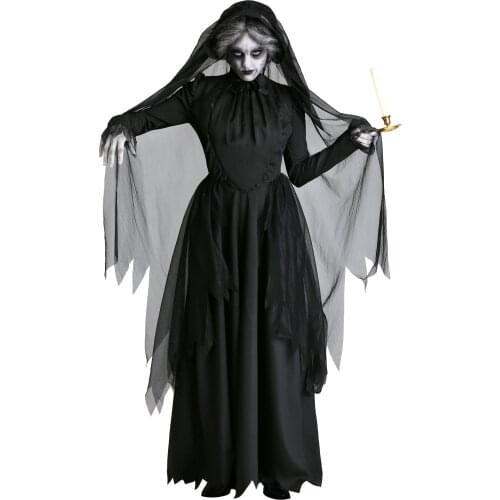 Halloween Costumes for Women Black Long Sleeve Dress Cosplay Witch Zombie Vampire Dresses Party Dress Girl Costume Woman Costume