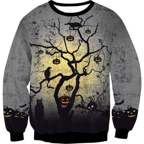 Women Halloween Sweatshirt Ladies Casual Fashion Print O-Neck Party Festival Streetwear Pullovers