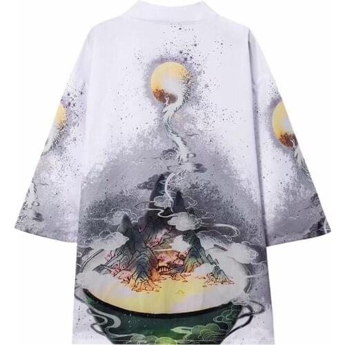 Yukata Women Kimonos Cardigan Men Japanese Kimono Traditional Unisex Harajuku Beach Loose Shirt Asian Japan Cartoon Cosplay Top