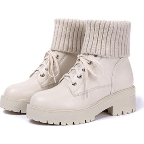 2020 Winter New Thick-heeled Ankle Boots Waterproof Socks Snow Boots