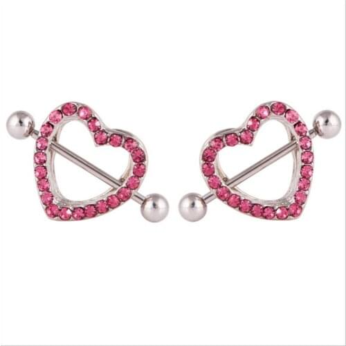 1 piece stainless steel heart nipple piercing rings women nipple sexy crystal nipple piercing bar women body Piercing jewelry