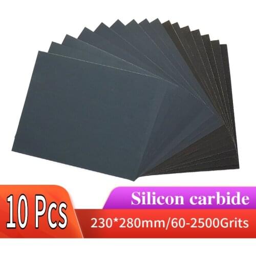 10 Sheet 9"x11" Waterproof Sandpaper Abrasive Sanding Sheets 60 to 2500 Grits Wet/Dry for Auto Sanding Wood Furniture Finishing