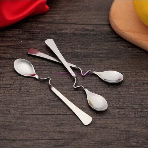 200pcs Stainless steel Long Handled Spoons Seasoning Ladle Scoop Twisting Hanging Cup Coffee Dessert Teaspoon accessories