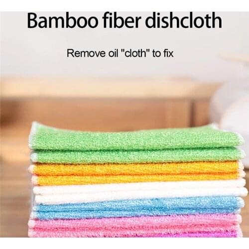 2021 Multifunctional Bamboo Fiber Dish Cloth High Efficient Anti-Grease Cleaning Towel Washing Towel Kitchen Cleaning Wiping Rag
