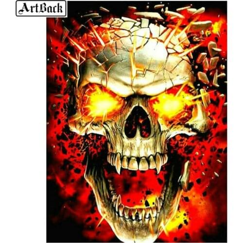 5D diamond painting skull fire picture full square / round drill 3d crystal mosaic diamond embroidery wall decoration