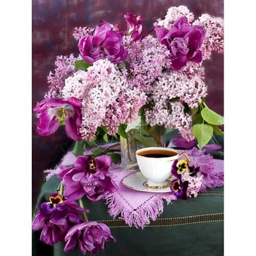 YIKEE Diamond Painting Full Round Flowers Home Decor Drill Resin DIY Mosaic Flowers Diamond Embroidery k169