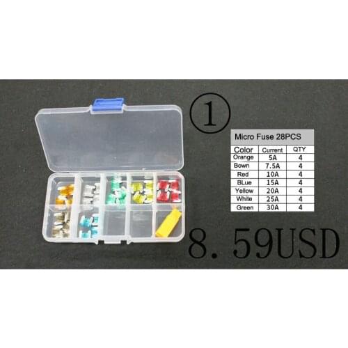 23Sizes Min Auto Fuse 5a 7.5a 10a 15a 20a 25a 30a 40a amp with High Quality Zinc Material 12v 24v Car Min Fuse Blade