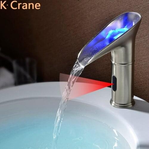Touchless LED Light Faucet Bathroom Infrared Motion Sensor Tap Basin Sink Hot Cold Water Mixer Grifo Automatic Smart Torneira