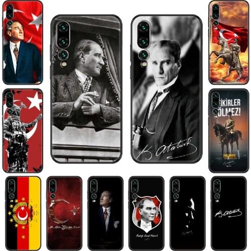 Turkey Flag Mustafa Kemal Ataturk Phone case For Huawei P 8 10 20 30 Smart Plus 2019 Z Lite Pro 2017 2019 black trend bumper