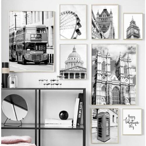 Black White Paris Church Big Ben Tram Home Art Canvas Painting Nordic Posters And Prints Wall Pictures For Living Room Decor