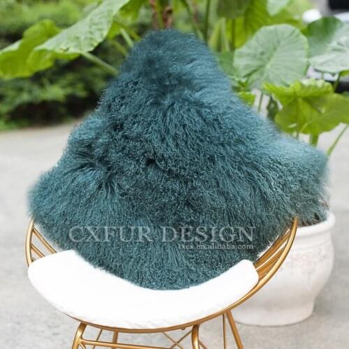 CX-D-04R Custom Size Mongolian Lamb Fur Real Fur Sofa Seat Decoration Cushion Cover