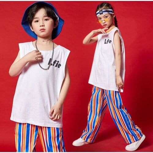 Kids Concert Hip Hop Clothing Sleeveless T Shirt Top Streetwear Jogger Pants for Girls Boys Dance Costume Show Clothes