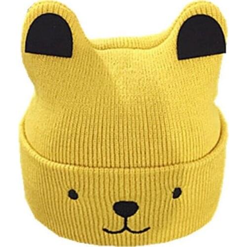 Baby Knitted Cap Fashion Autumn Winter Cartoon Puppy Pattern Set Head Hat Leisure Solid Color Baby Keep Warm Wool Caps TG0089