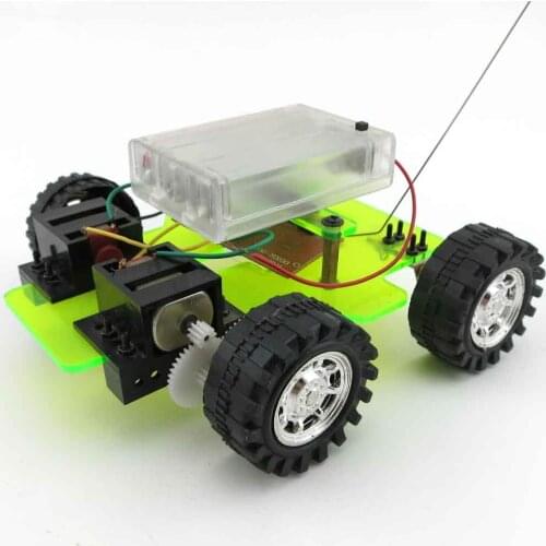 DIY Dual Motor Car 4ch Remote Control Handmade Car Vehicle Puzzle Model Child Scientific Experiments Tools No Battery