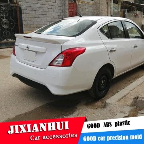 For Versa Spoiler 2011-2017 Nissan Sunny Sedan Spoiler jsdK ABS plastic Material Car Rear Wing Color Rear Spoiler