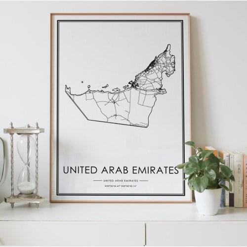 United Arab Emirates Country Road map Nordic Living Room Decoration Canvas Poster Modern Home Decor Art Print Painting