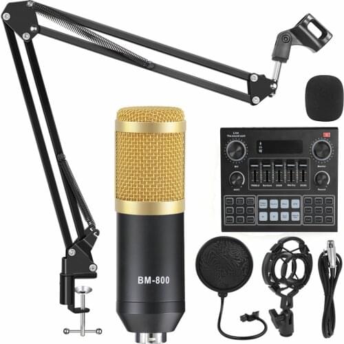 BM800 Condenser Microphone V9 Sound Card Kits bm 800 Microphone for Computer Recording PC Live Streaming bm-800 Mic with Stand