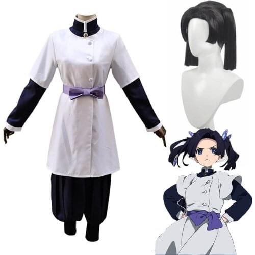 Kanzaki Aoi Cosplay Costume Kimetsu no Yaiba Aoi Kanzaki Wig Kisatsutai Nurse Uniform Halloween Adult Unisex Clothing