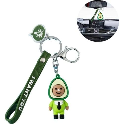 Creative Lucky 3D Avocados Keychains Cartoon Fruit Lovely Fortune Bag Pendant Key Ring Girl Boy Student Lovers Holidays