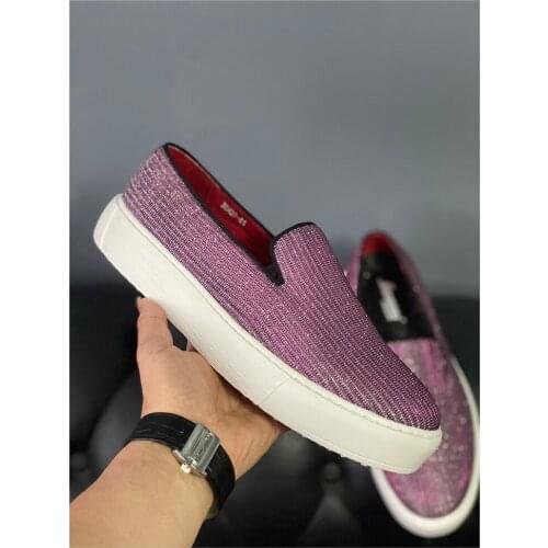 New casual shoes for men fashion slip on bling leather men shoes loafers party shoes