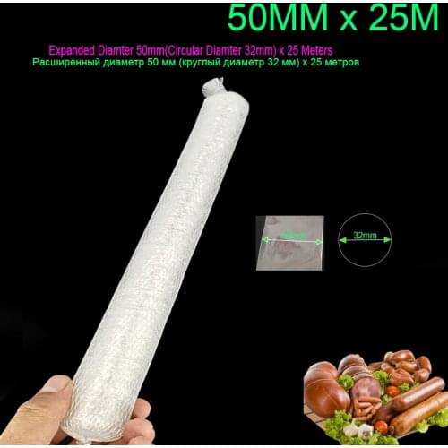 Food Grade Casings for Sausage Wide 5CM x 5/25 Meters Shell for Sausage Maker Hot Dog Plastic Casing Inedible Casings