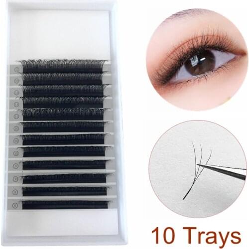 Wholesale 10 Trays W Shape Eyelashes C/D Curl 0.07mm Lashes 3D Clover Eyelash Extensions Custom Private Logo
