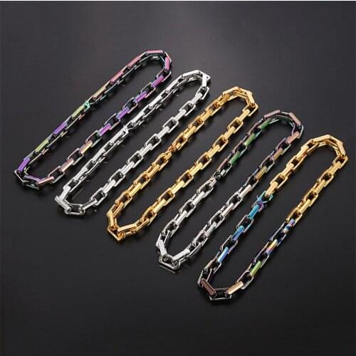 Wholesale Square Chain Necklacw Colordul Mens Cuban Chain Necklace Punk Style Quenching Thick Jewelry Men Women Gift