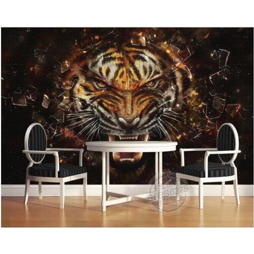 Custom photo wallpaper 3d wall murals wallpaper animal painting tiger TV setting wall mural wall papers for living room decor