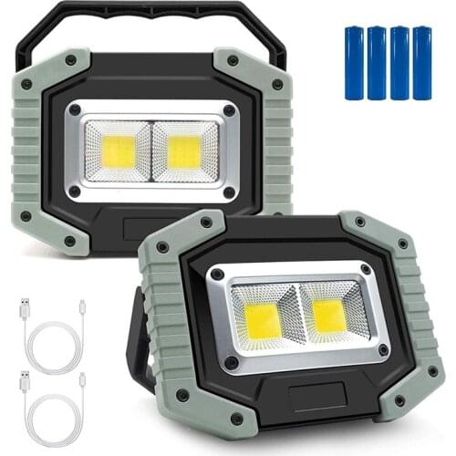 Portable LED Work Light, 30W Rechargeable Waterproof COB Floodlight, Super Bright Camping Lights Built-In Power Bank