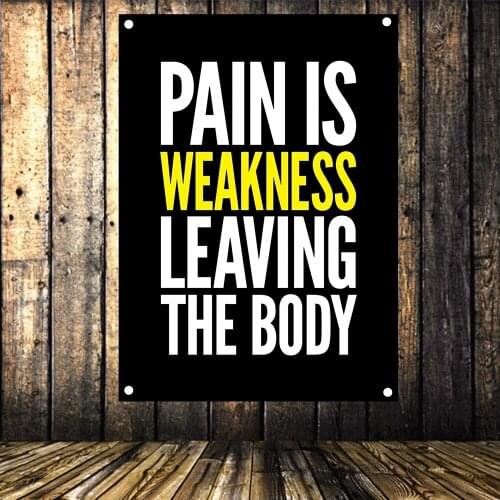PAINIS IS WEAKNESS LEAVING THE BODY Motivational Workout Posters Exercise Banners Wall Art Flags Canvas Painting Gym Wall Decor