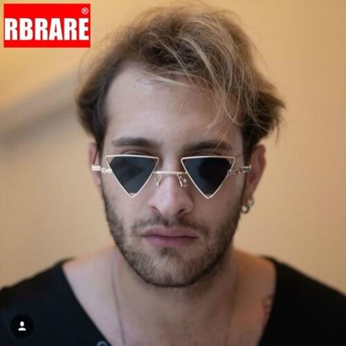 RBRARE 2021 Retro Alloy Triangle Punk Sunglasses Men Hollow Eyewear Candy Colors Gradient Vintage Gothic Sun Glasses For Women