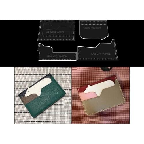 Diy leather cartoon polar bear handbag zero wallet card holder acrylic template template pattern